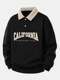Relax Fit California Print Contrast Polo Sweatshirt