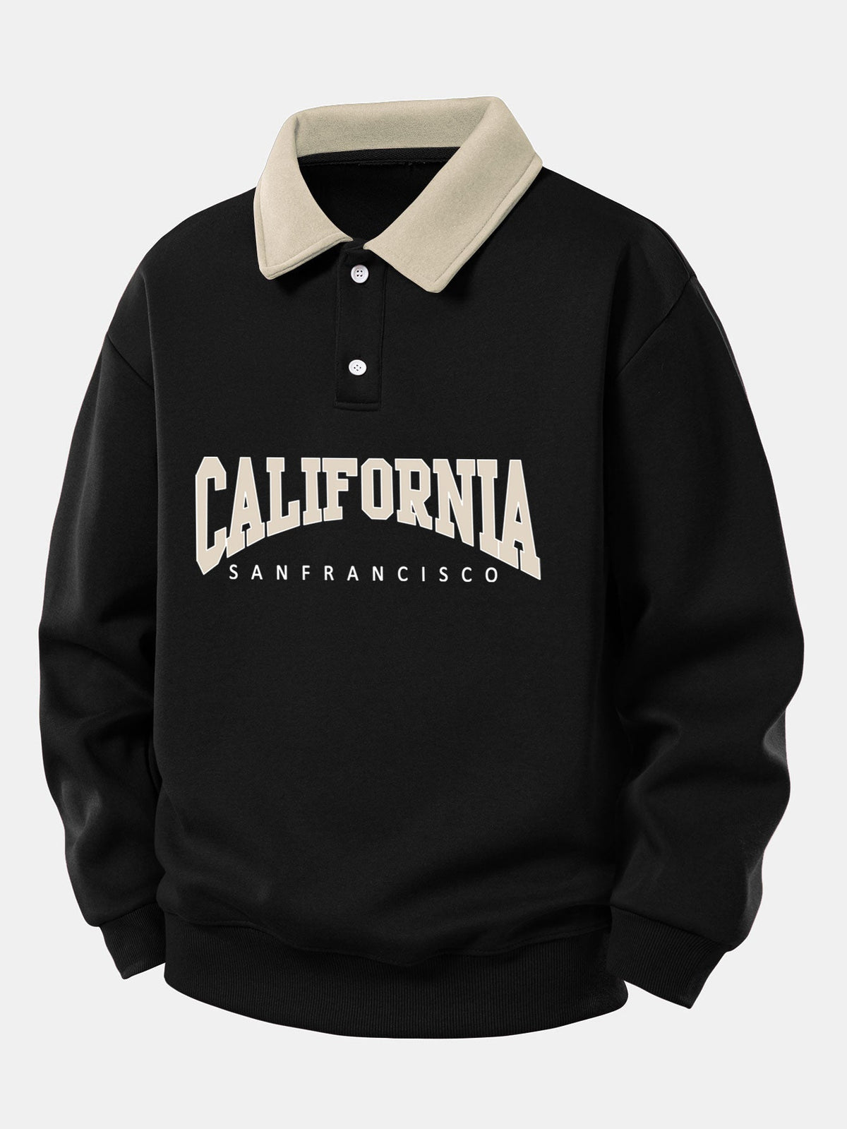 Relax Fit California Print Contrast Polo Sweatshirt