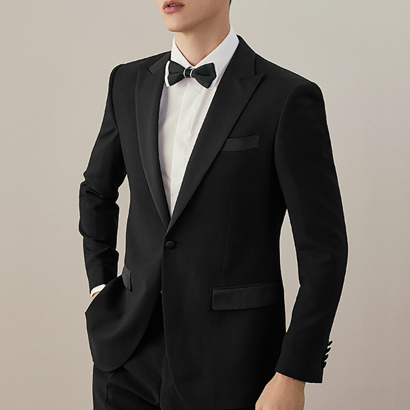 2 Piece Formal Men's Slim Shawl Collar Black Wedding Tuxedo