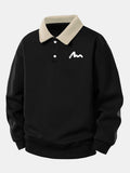 Relax Fit Letter Print Contrast Polo Sweatshirt