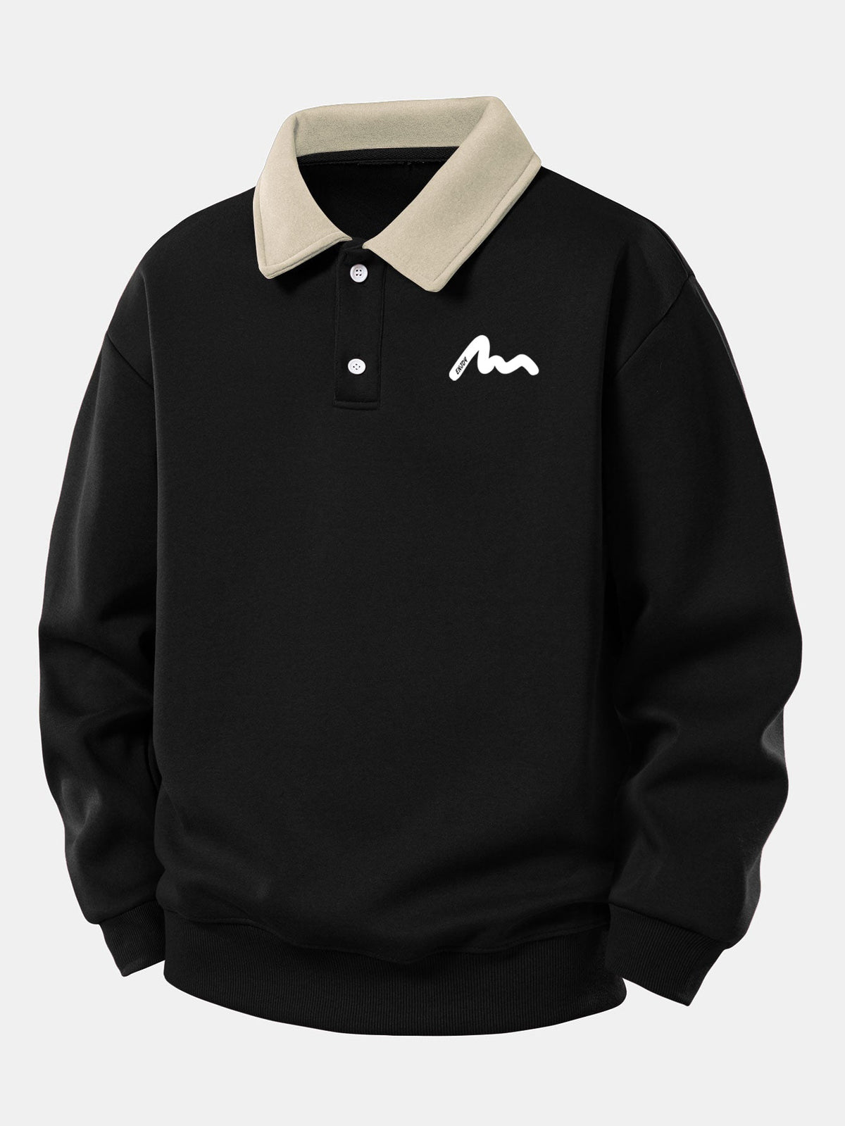 Relax Fit Letter Print Contrast Polo Sweatshirt