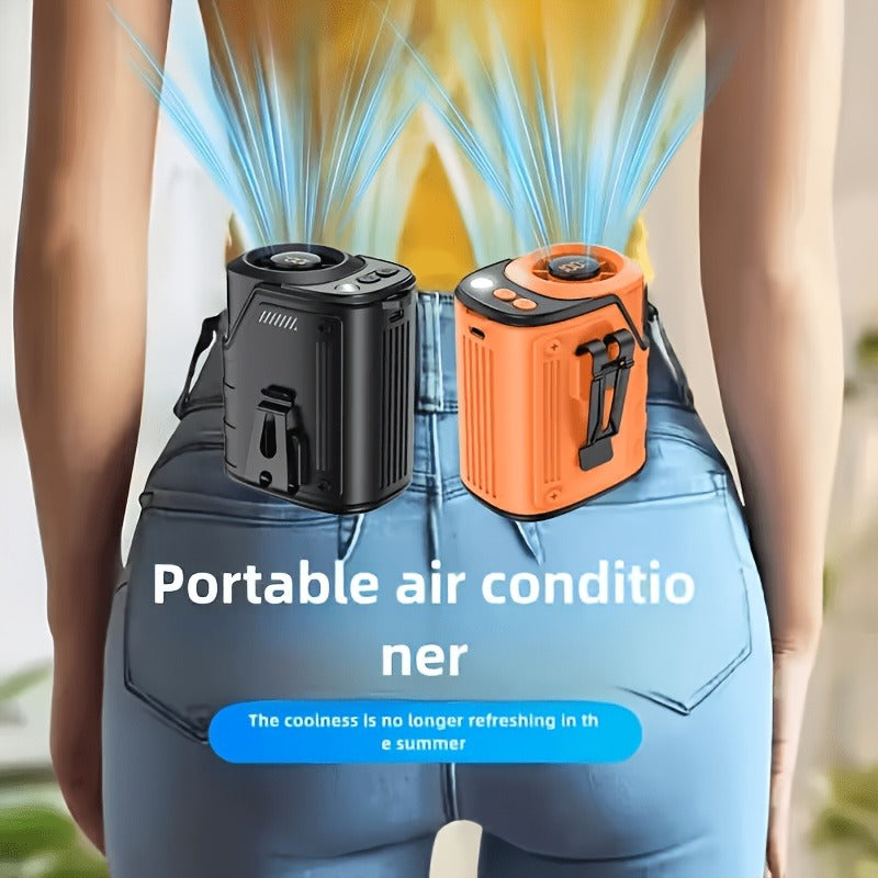 Outdoor Camping and Hiking: Portable Waist Fan with Flashlight and Power Bank for Sports EDC