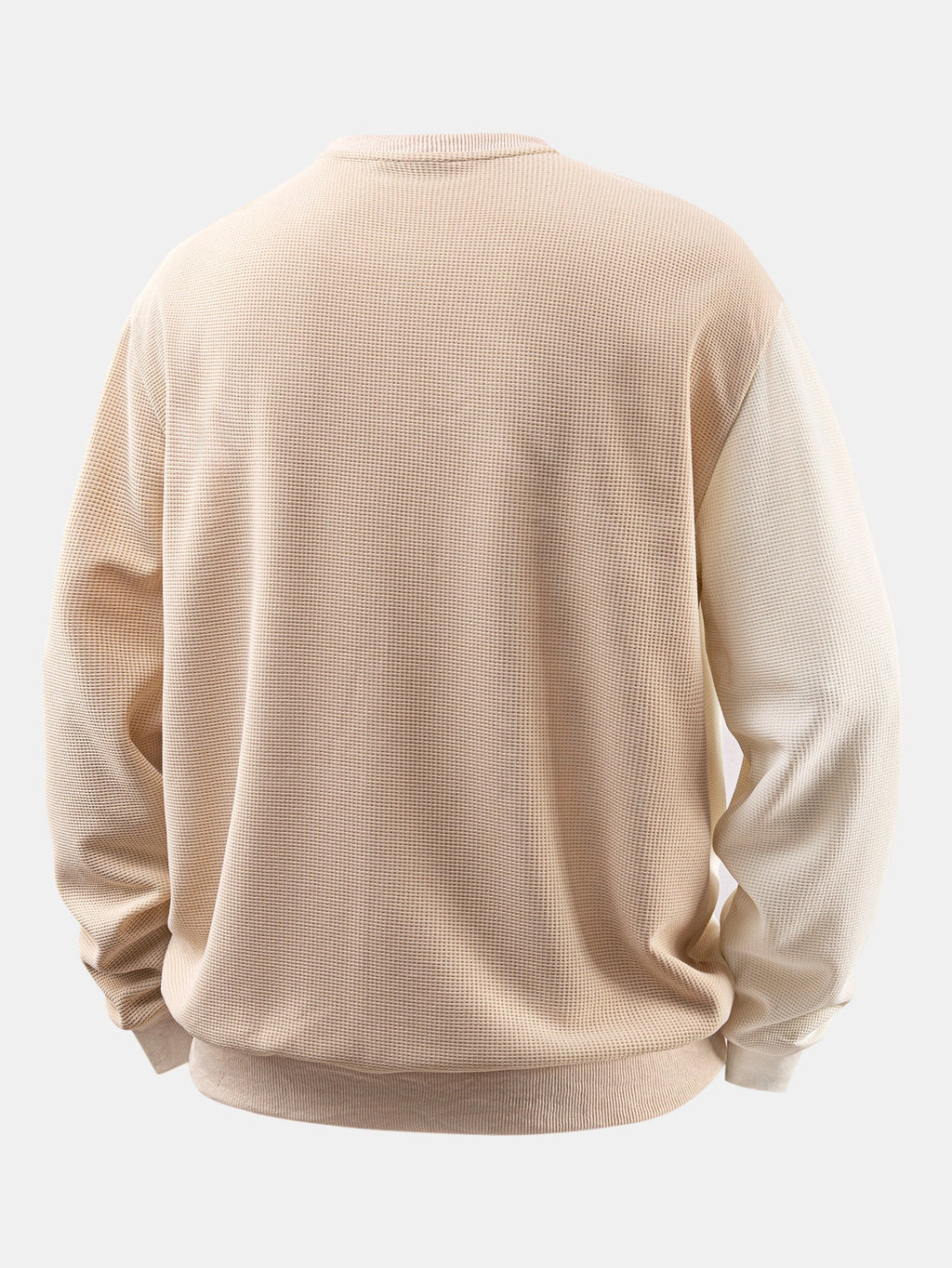 Color Block Crew Neck Waffle Sweatshirt