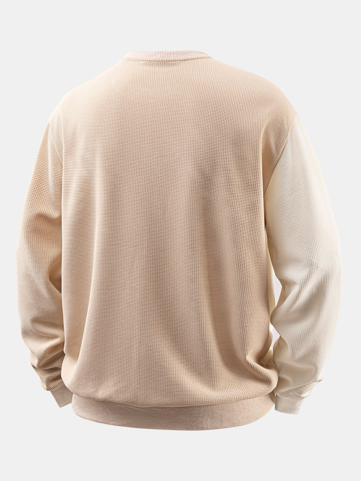 Color Block Crew Neck Waffle Sweatshirt