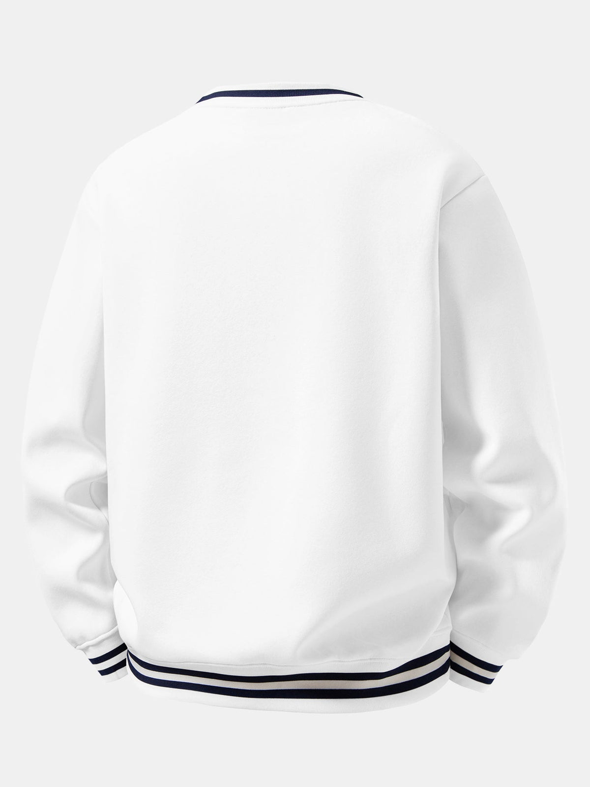Star Print Striped Ribbed Trim Crew Neck Sweatshirt