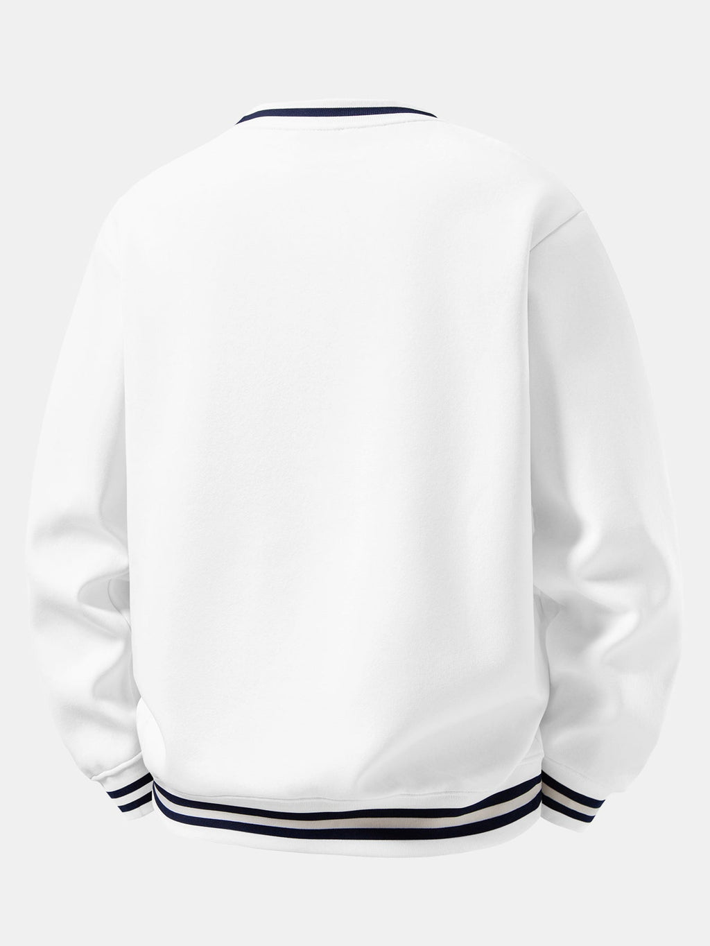 Star Print Striped Ribbed Trim Crew Neck Sweatshirt