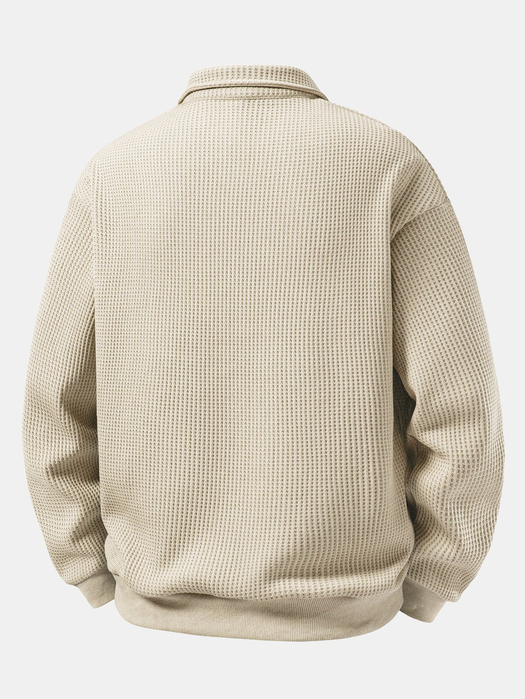 Relaxed Fit Waffle Polo Collar Sweatshirt