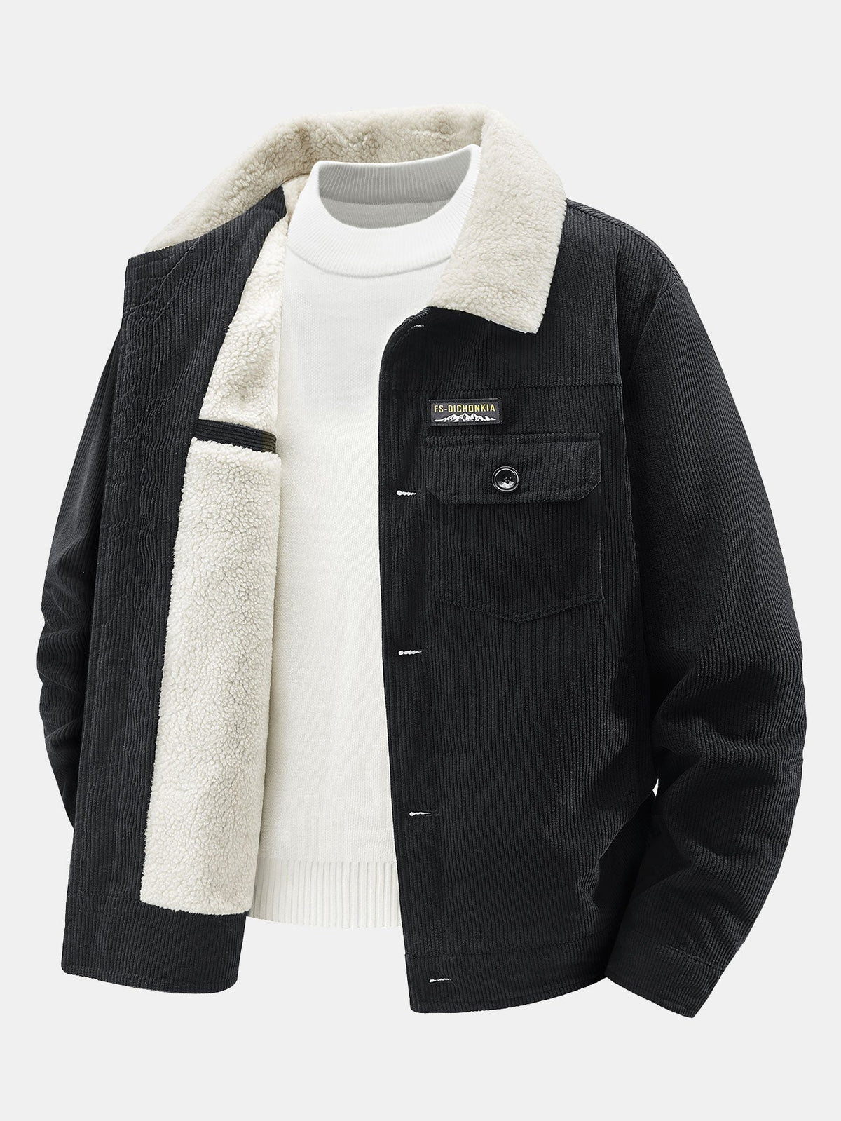Teddy Fleece Lined Button Up Corduroy Jacket