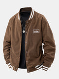 Mountain Embroidery Corduroy Baseball Jacket