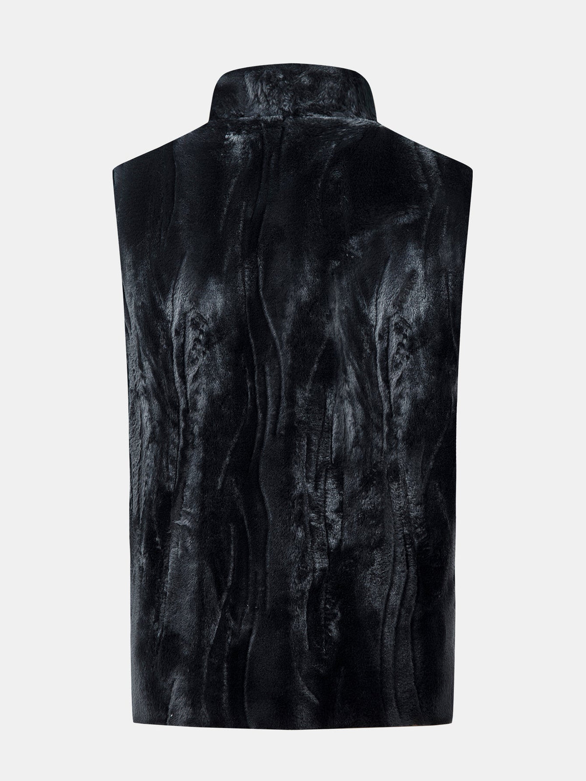 Faux Fur Zip-Up Stand Collar Vest