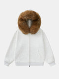 Faux Fur Trim Zip-Up Hoodie
