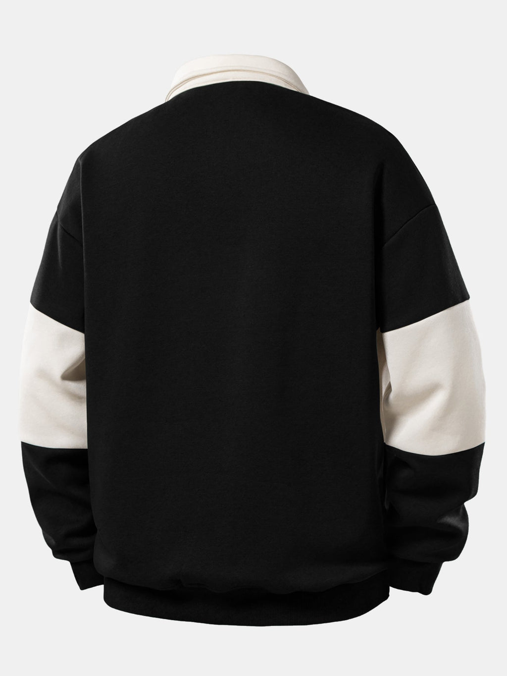 Relax Fit Color Block Polo Collar Sweatshirt