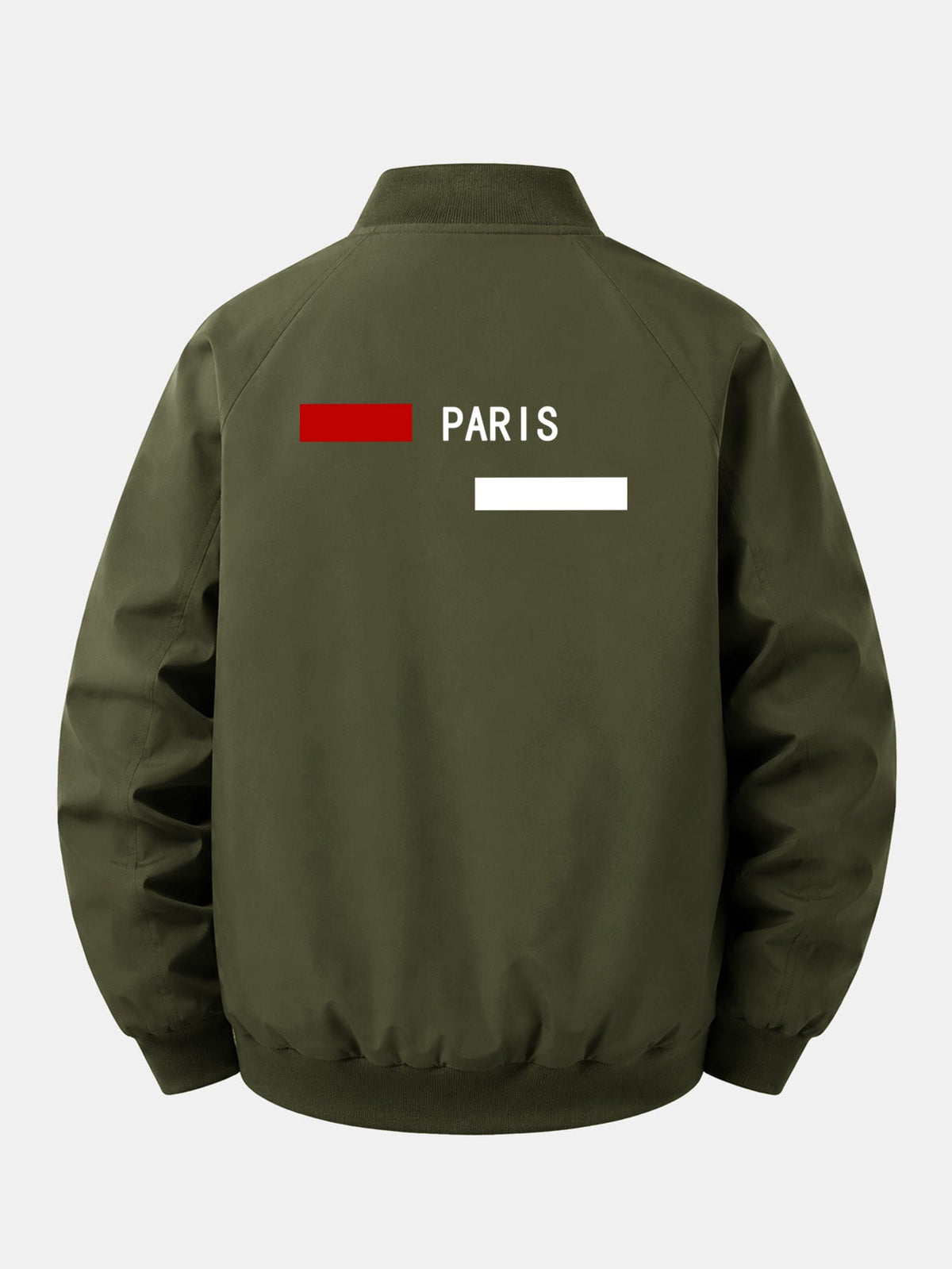 Relax Fit Paris Stripe Print Zip-Up Bomber Jacket