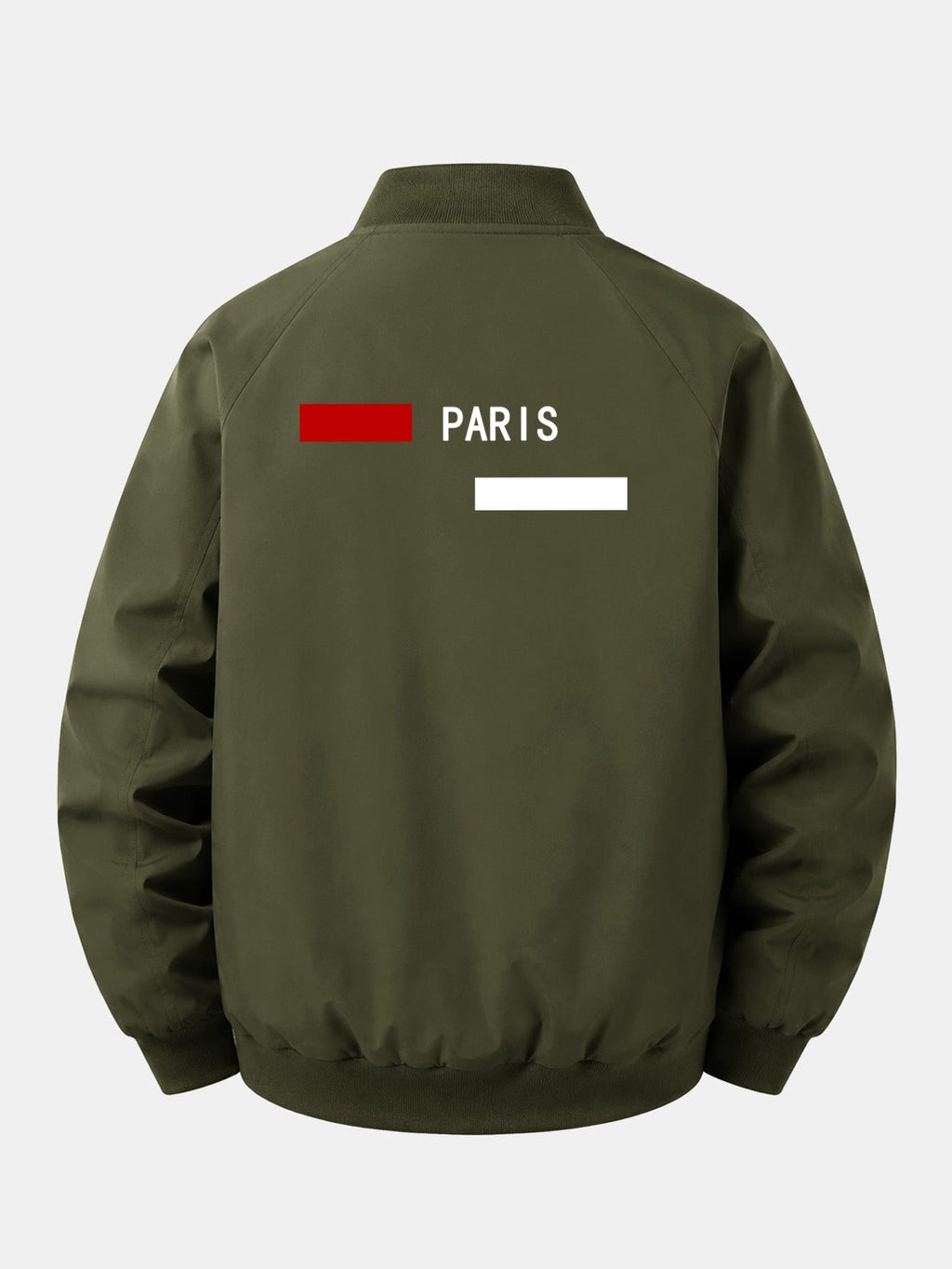 Relax Fit Paris Stripe Print Zip-Up Bomber Jacket