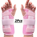 Wrist Brace with Double Splint Support & Triple Compression – 1 Pair Breathable Hook-and-Loop Wrist Guard for Sports, Daily Wear & Injury Recovery, Unisex, Pink / Rose Red / Blue