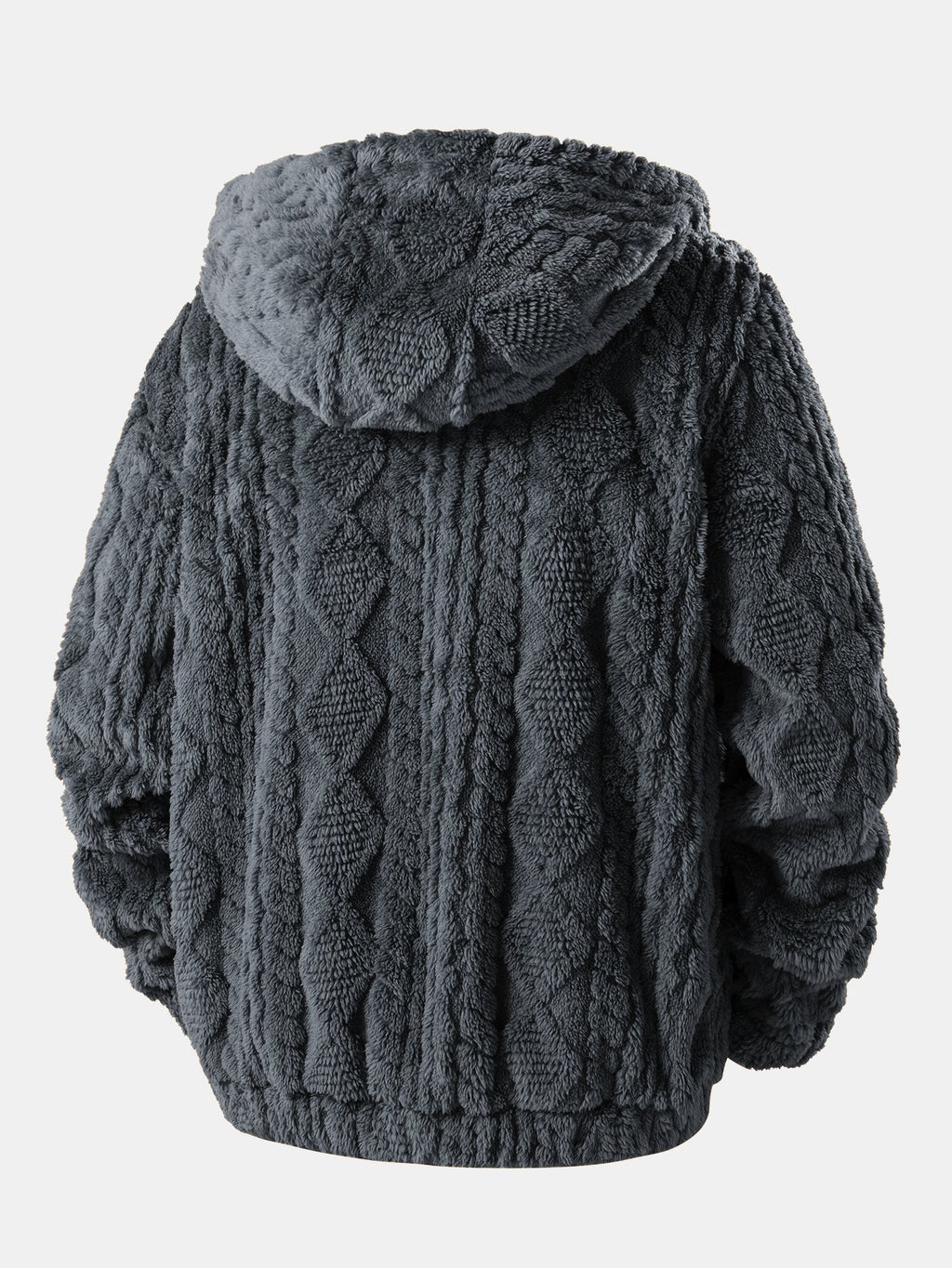 Geometrischer Jacquard-Teddy-Kapuzenpullover