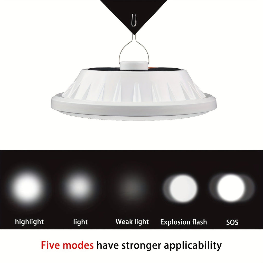 Solar Camping Lantern Two-Pack with Remote Control, 120 LEDs, Five Light Modes, USB Charging and Hanging Hooks