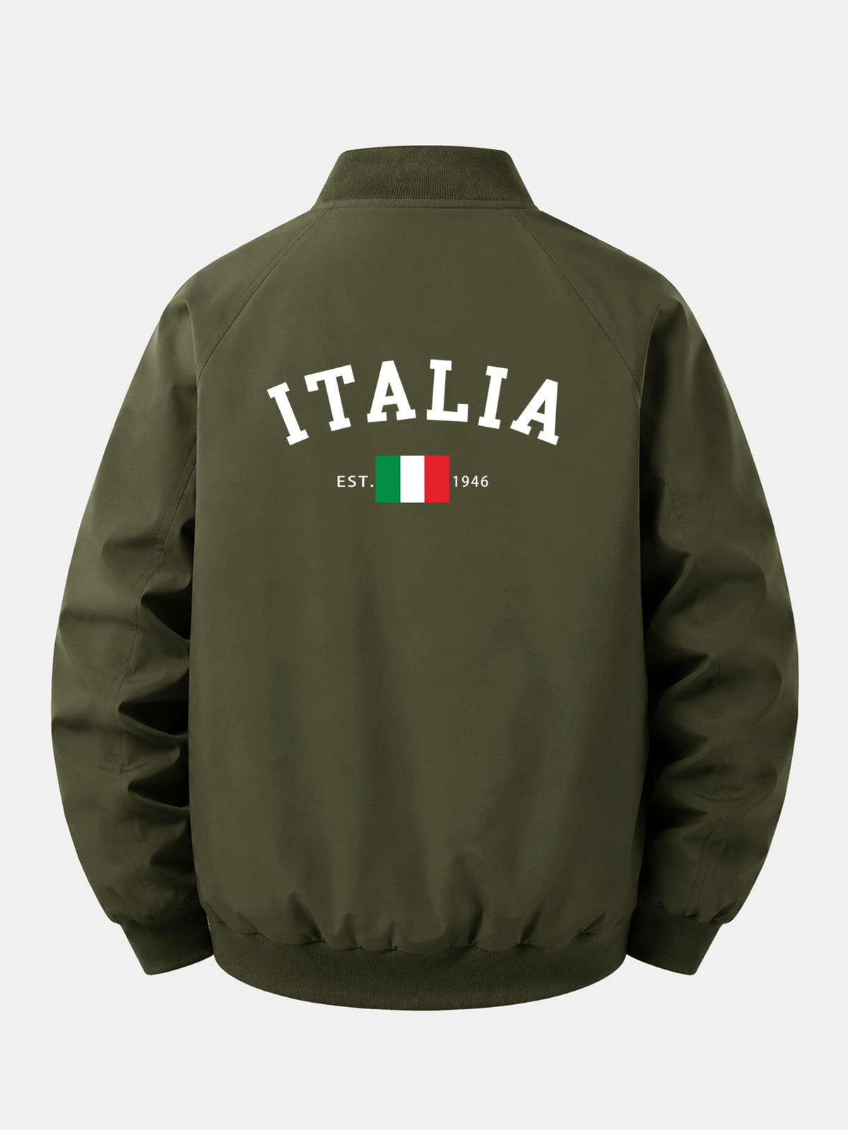 Relax Fit Italy Print Zip-Up Bomber Jacket