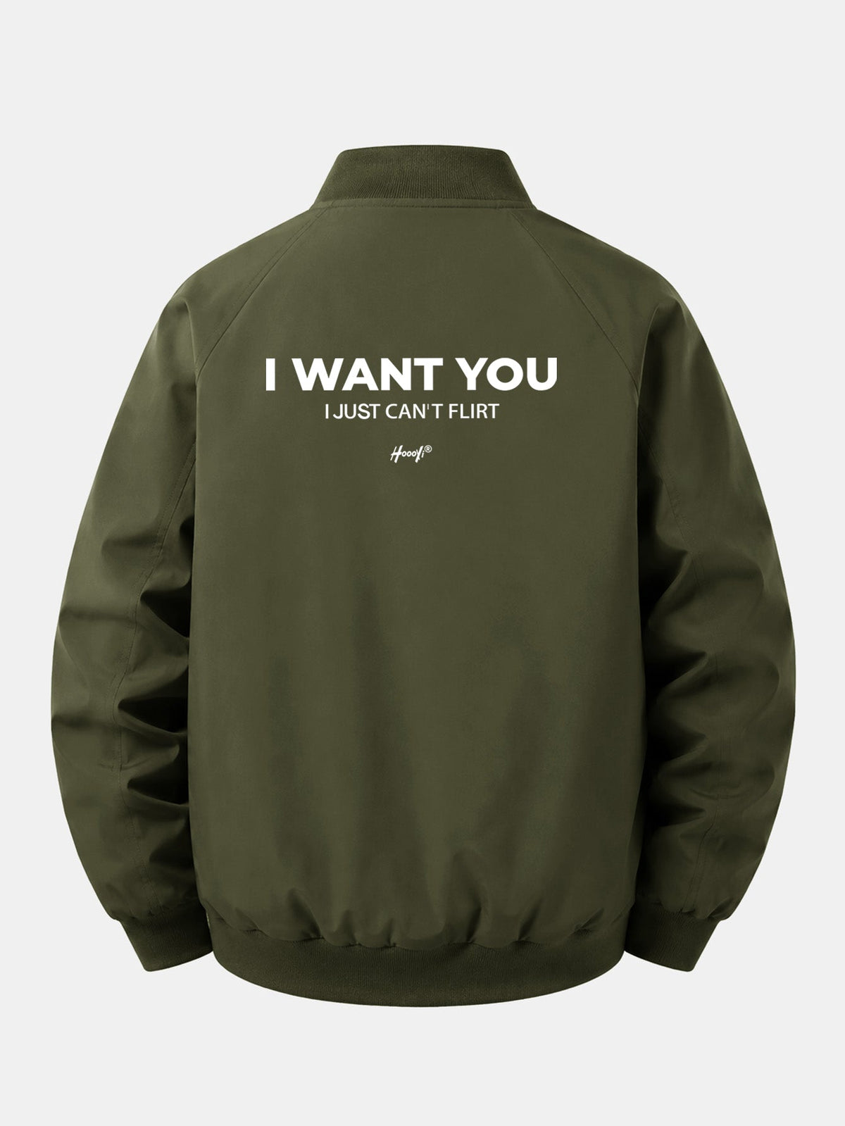 Relax Fit I Want You Back Print Zip-Up Bomber Jacket
