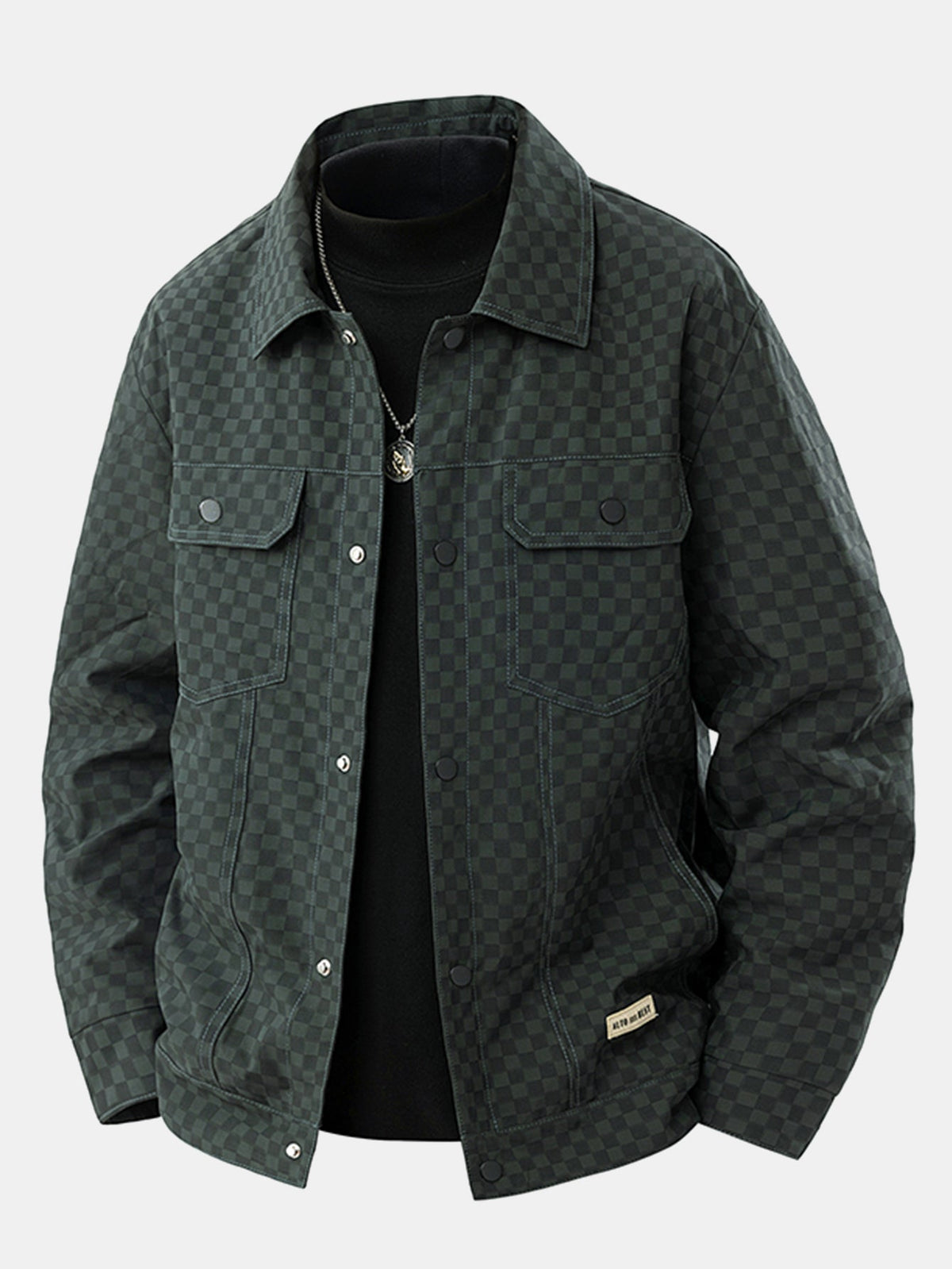 Button Up Checkerboard Jacket