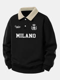 Relax Fit Milano Print Contrast Polo Sweatshirt
