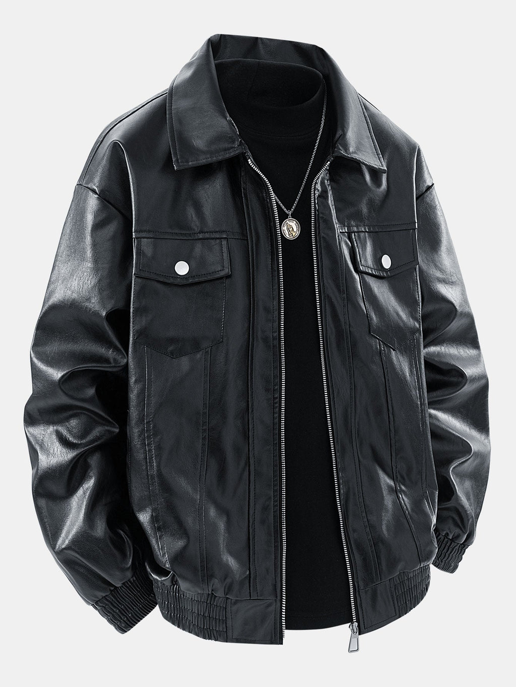 Zipper PU Leather Jacket