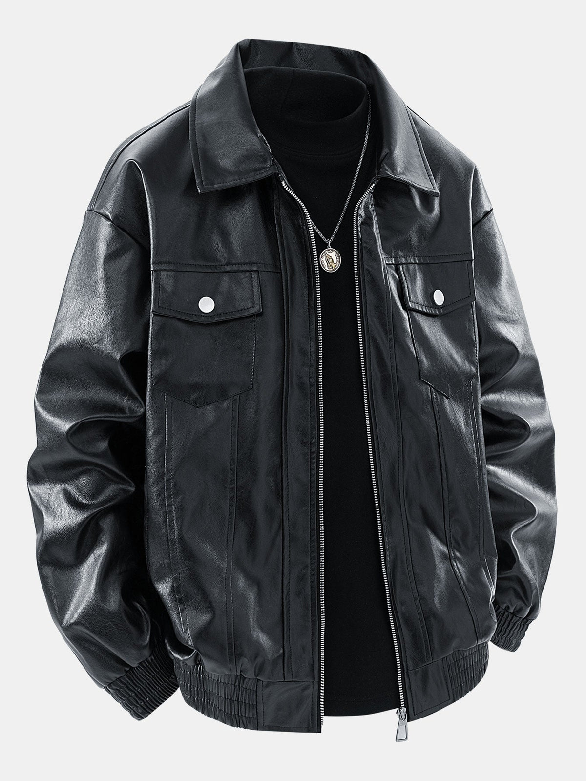 Zipper PU Leather Jacket