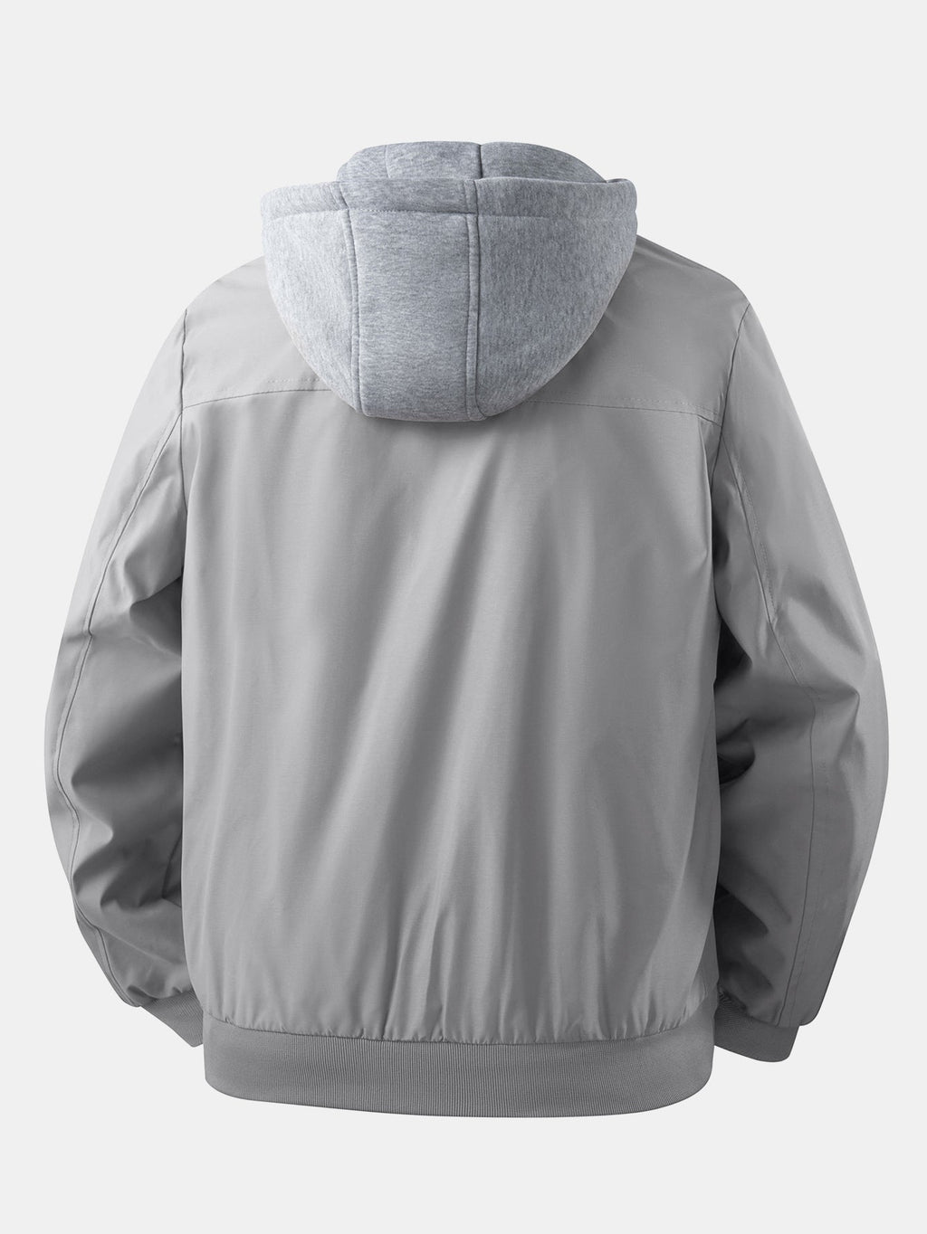 Detachable Hood Zip-Up Bomber Jacket