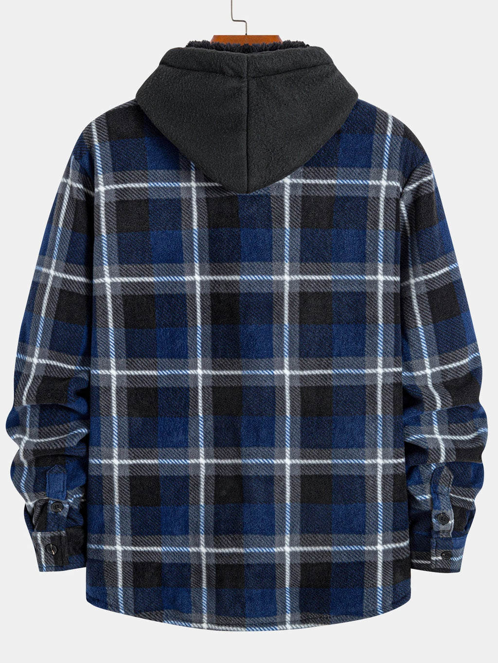 Teddy Lined Flannel Zip Up Plaid Hooded Shirt