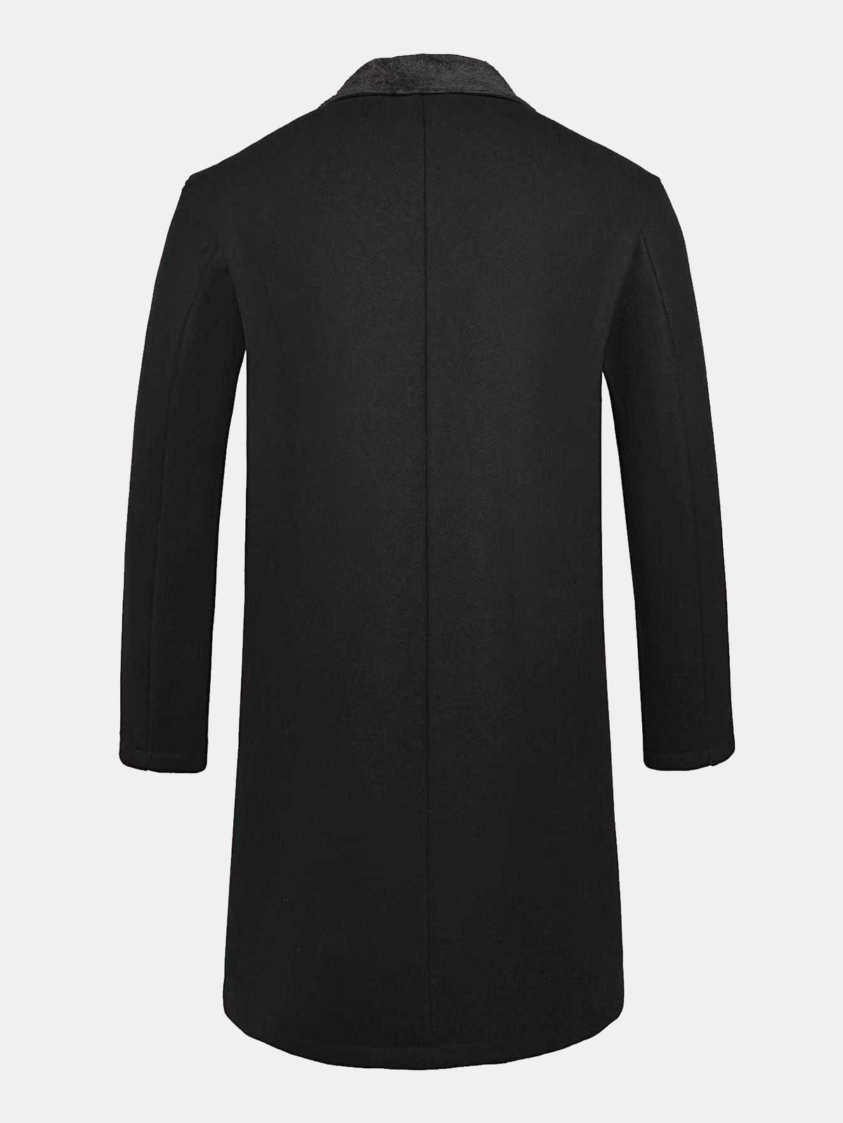 Long Faux Woolen Coat With Teddy Fleece Collar
