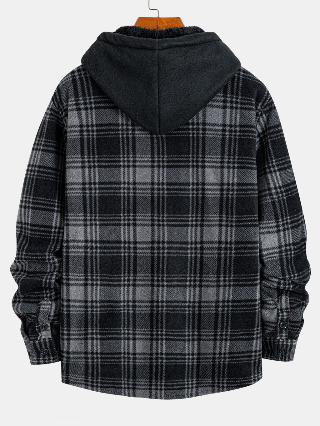 Teddy Lined Zip Up Flannel Plaid Hooded Shirt