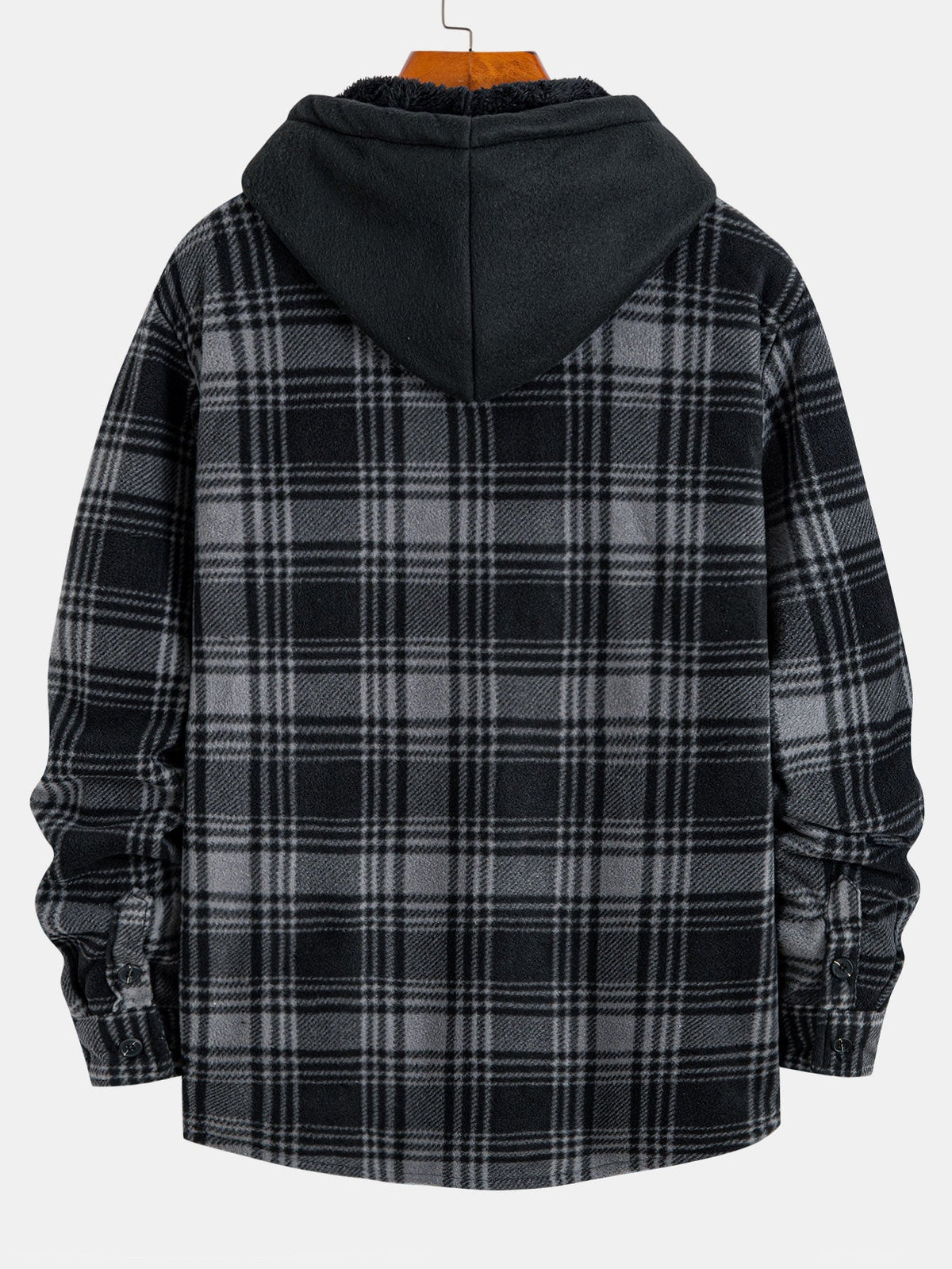 Teddy Lined Zip Up Flannel Plaid Hooded Shirt