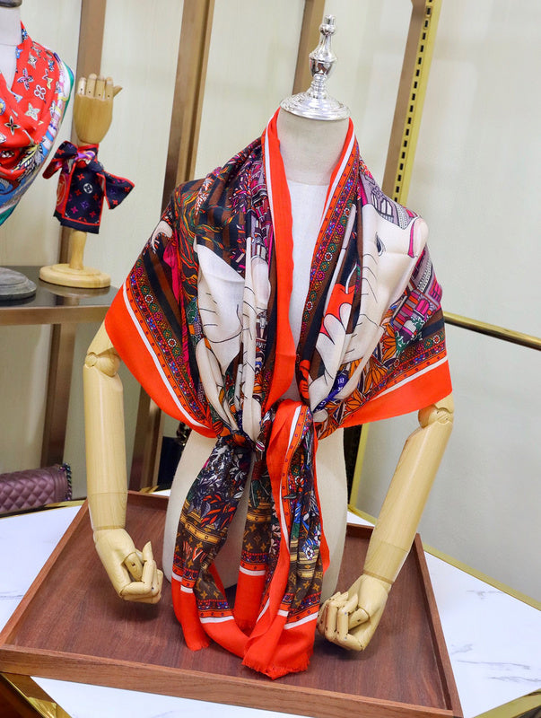 Louis Vuitton Botanical Floral Monogram Scarf – Orange & Multicolour