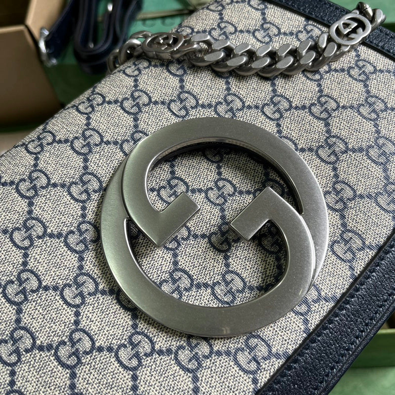 Gucci Blondie Small Shoulder Bag – GG Supreme Canvas Dark Brown Leather Gold GG