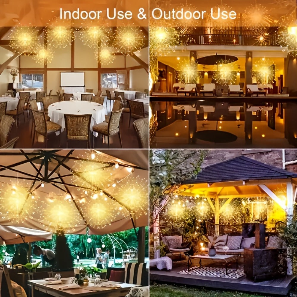 Solar Starburst Lantern Fairy Lights Outdoor 5 Pack 450 LED - Remote & Timer, 8 Modes, Adjustable Brightness