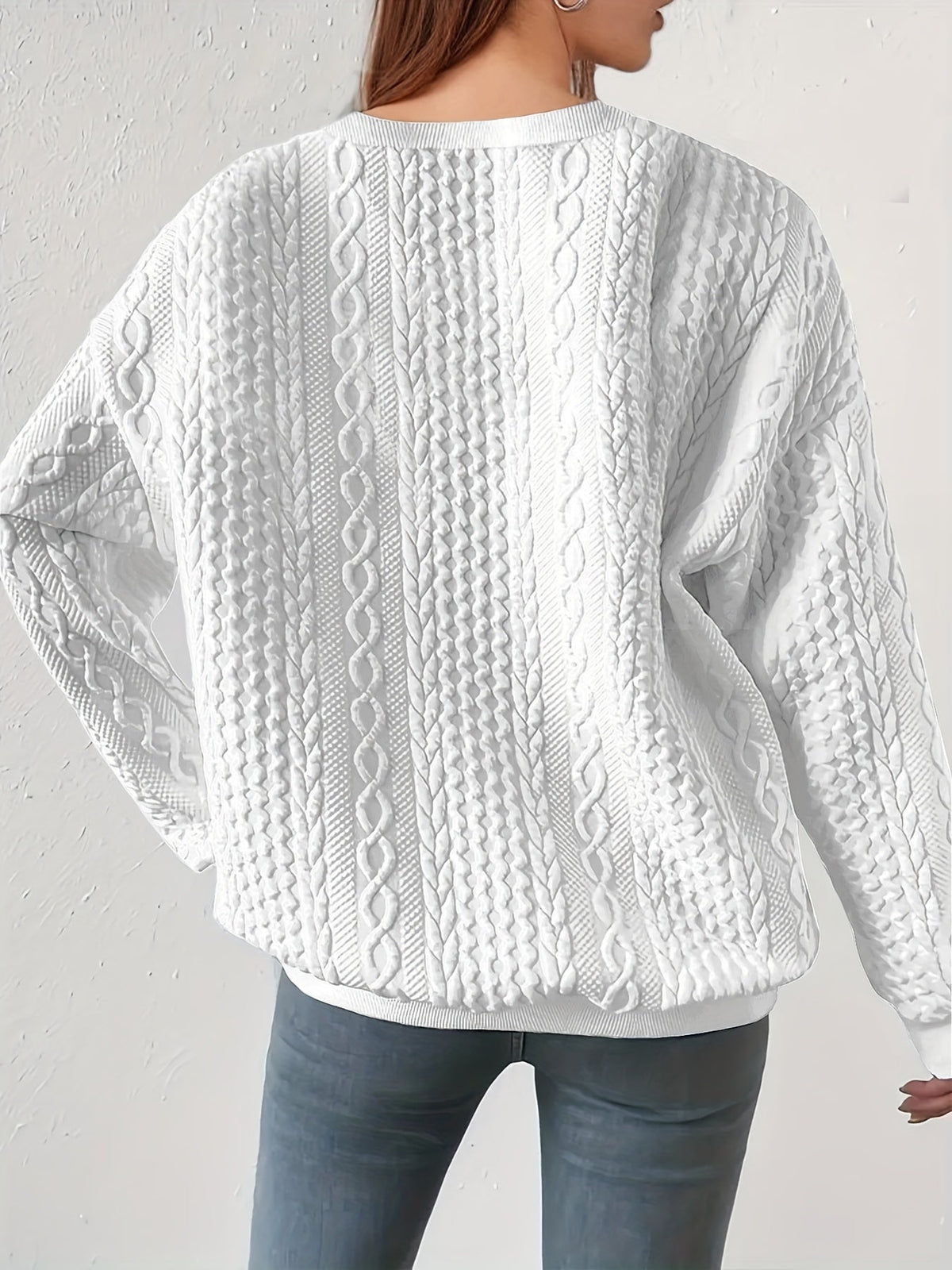 Maisie | Rundhals-Sweatshirt mit Zopfmuster