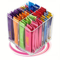 Rotating Drink Packet Kitchen Organizer, 4.5-Inch Square Acrylic Turntable with Divided Compartments