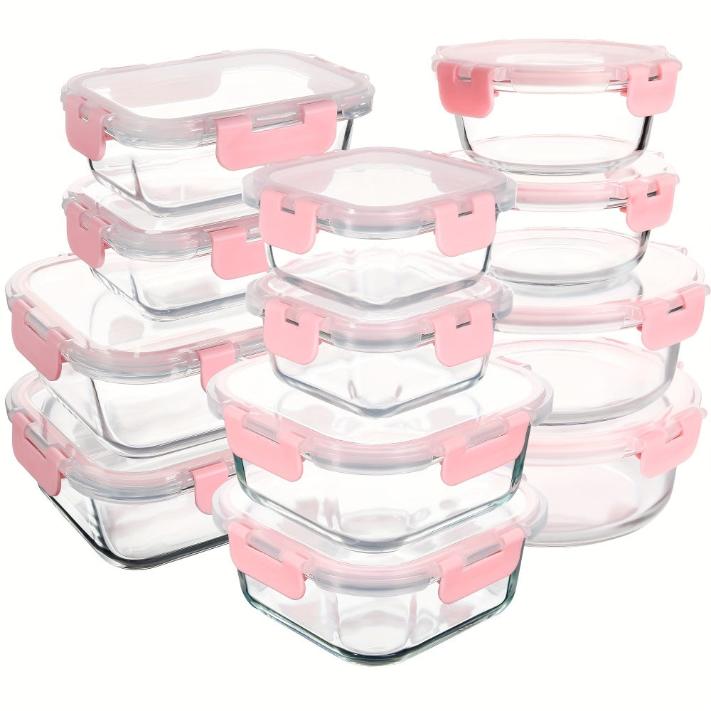 Glass Food Storage Containers for Meal Prep, Airtight Borosilicate Kitchen Boxes, Microwave and Freezer Safe