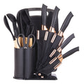 Kitchen Knife Set 19-Piece with Stainless Steel Blades, Wood Handles, Silicone Utensils, Board, Shears and Holder