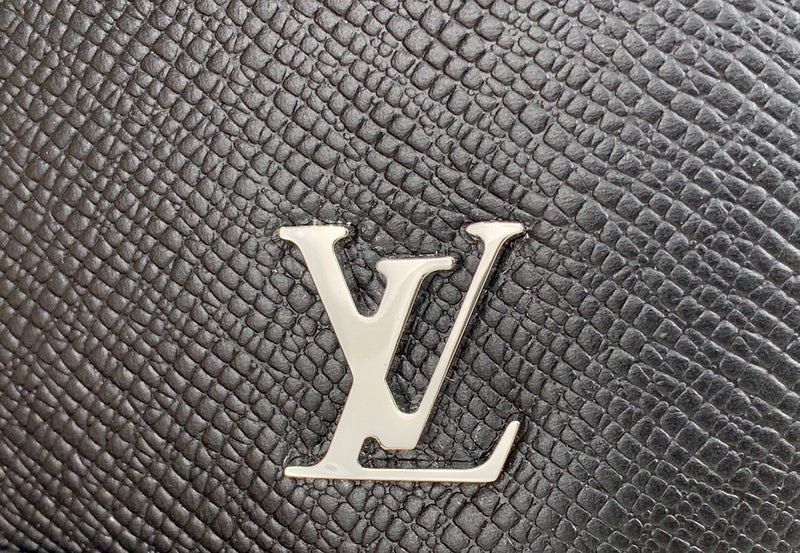 Louis Vuitton Avenue Sling Bag – Black Taiga Leather Silver LV Logo