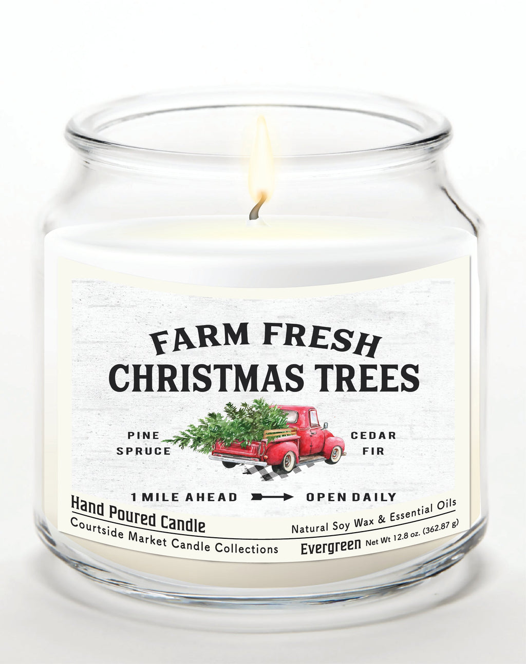 Fresh Farm Trees 12.8 Oz Candle Glass Jar with Brushed Silver Metal Lid