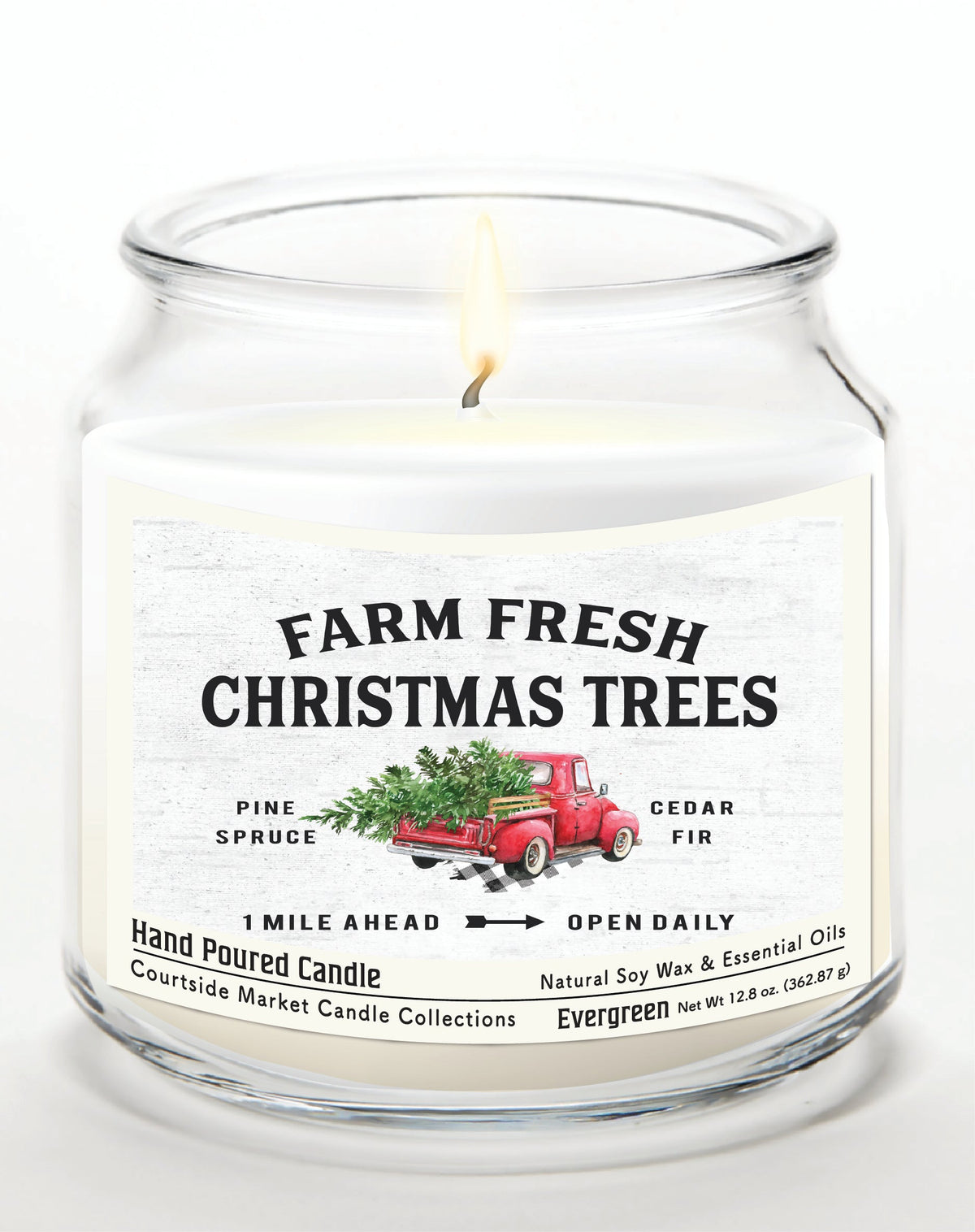 Fresh Farm Trees 12.8 Oz Candle Glass Jar with Brushed Silver Metal Lid