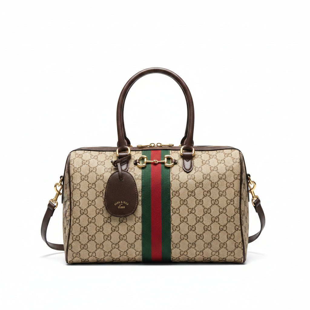 Gucci 1955 Horsebit Boston Bag — GG Supreme Canvas