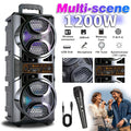 1200W PA Bluetooth Speaker with Wired Microphone & LED Lights, Portable Rechargeable Wireless Speaker