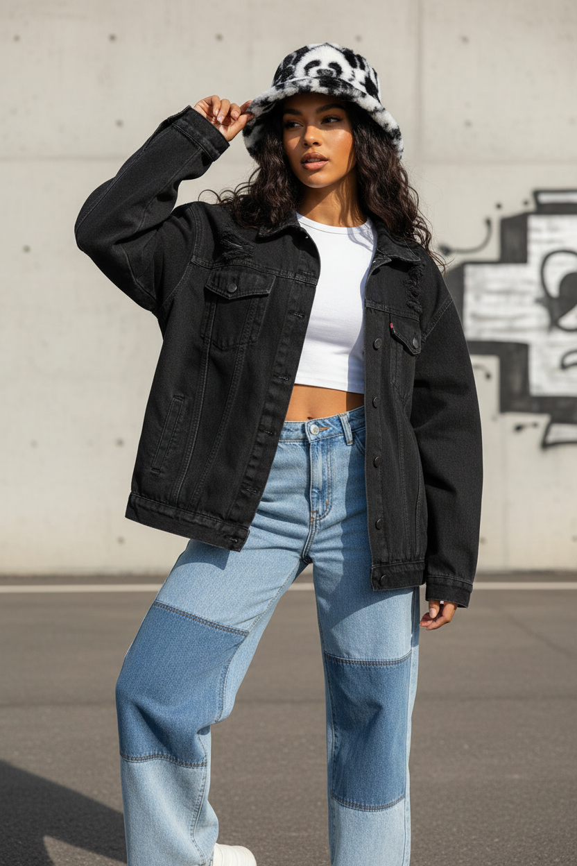 Panda-Muster Plüsch-Bucket-Hat – faltbar, warm, ganzjährig