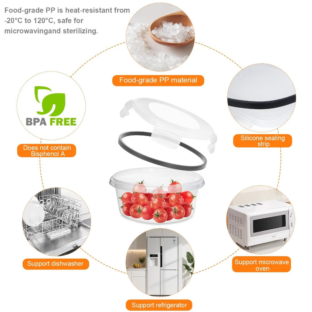 Food Storage Containers, Airtight Stackable Plastic Meal Prep Boxes with Leak-Proof Lids and Pantry Labels