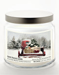 Red Christmas Truck 12.8 Oz Candle Glass Jar with Brushed Silver Metal Lid