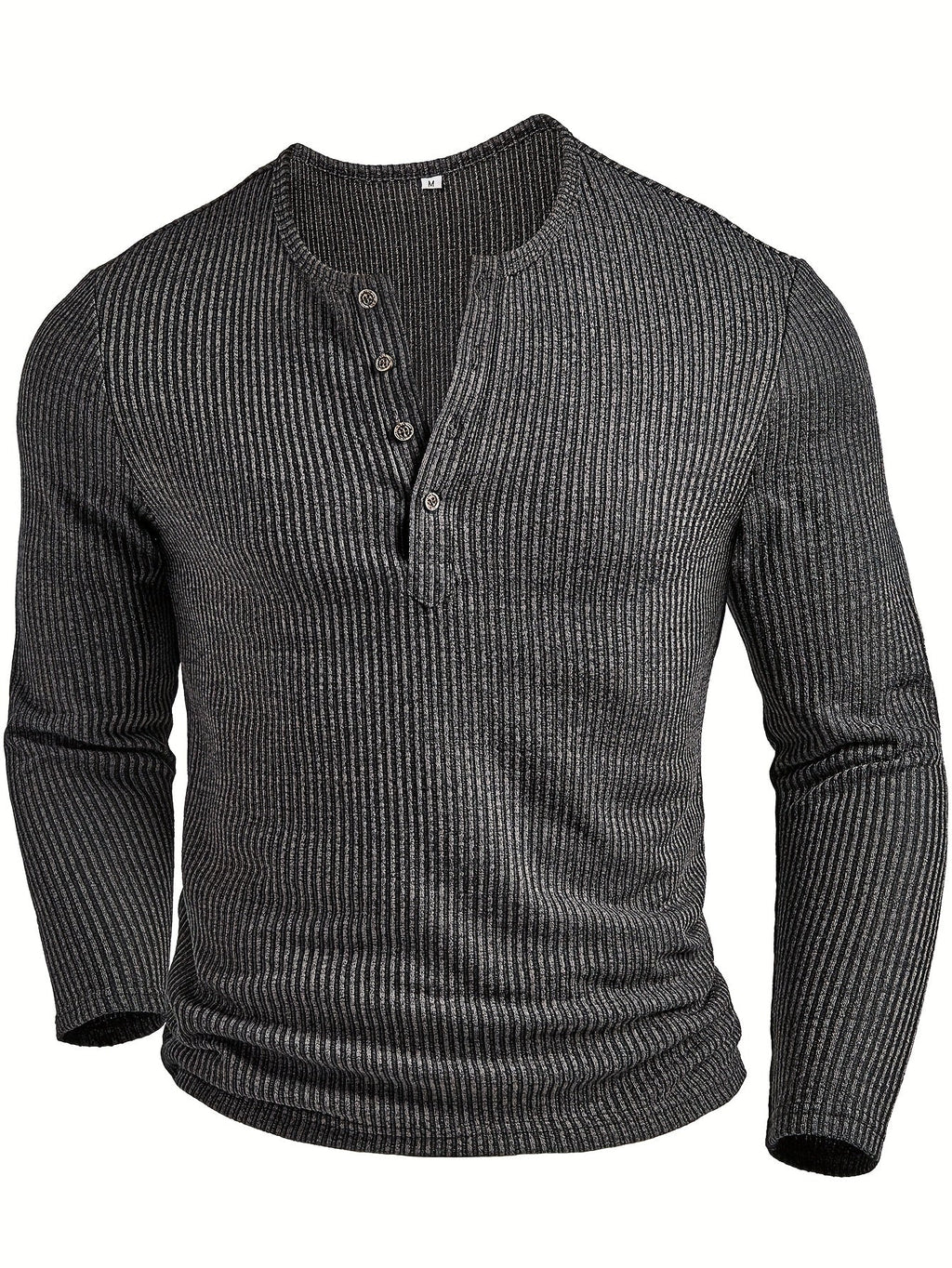 Malcolm | Geripptes Langarm-Henley-Shirt