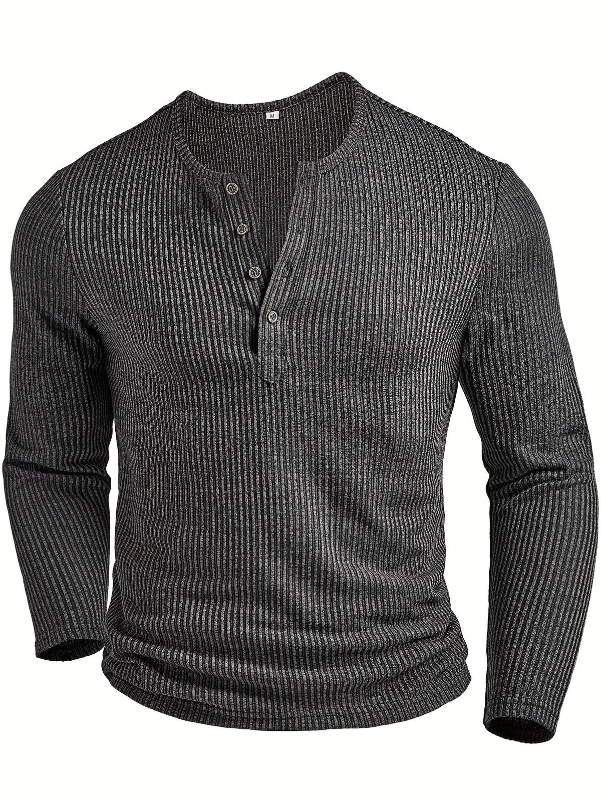 Malcolm | Geripptes Langarm-Henley-Shirt