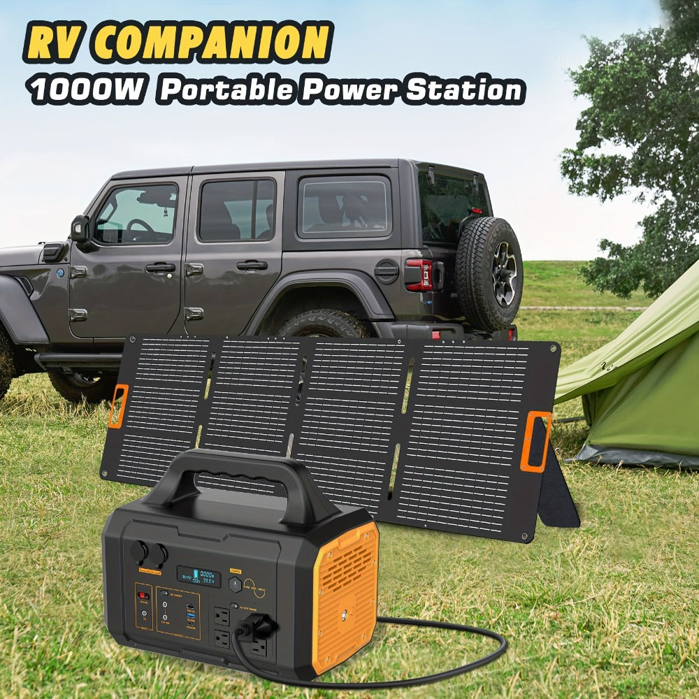 Portable Power Station 1075Wh/294Wh – 1000W/300W Solar Generator, Lithium Battery, 120V AC Outlet, for RV, Camping, Hiking, Fishing & Emergency Backup